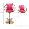 Gulches Set of 2 Rose Red Velvet Bar Chairs - 360¡ã Rotation, Height Adjustable, Pure Gold Plated, Unique Network Back with Gift Pillow - 2 of 4