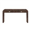 Wood Burl Veneer Console Table with 2 Large Drawers and Metal Handles - 3 of 4
