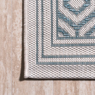 Mediterranean Elegance Gray Synthetic 2x8 Indoor/Outdoor Rug
