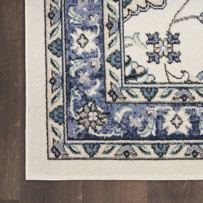 Ivory Blue Persian-Inspired Rectangular 8' x 10' Outdoor Rug