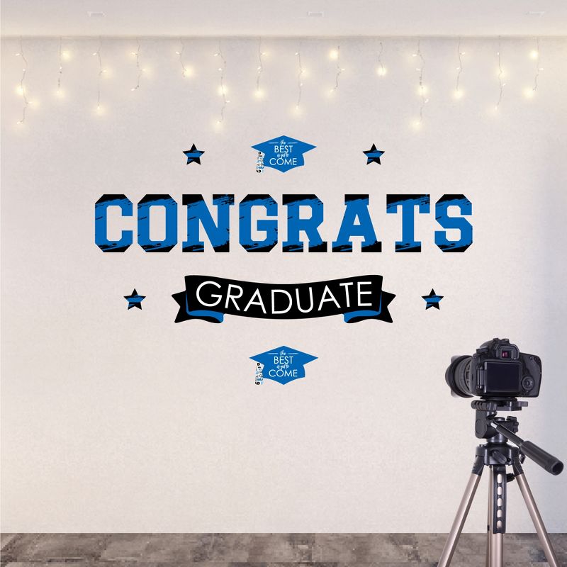 Big Dot of Happiness Blue Graduation Party Photo Backdrop - Wall Decals, 6 of 9