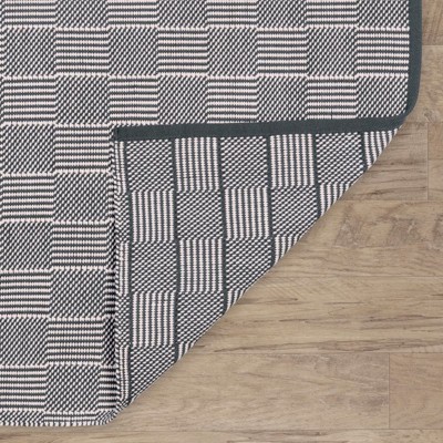 Checkerboard Chic Gray Stripe Synthetic 5' x 8' Area Rug
