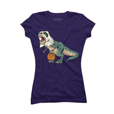 Junior's Design By Humans Trex Ghost Costume Design Funny Halloween Dinosaur By Threadlets T-Shirt