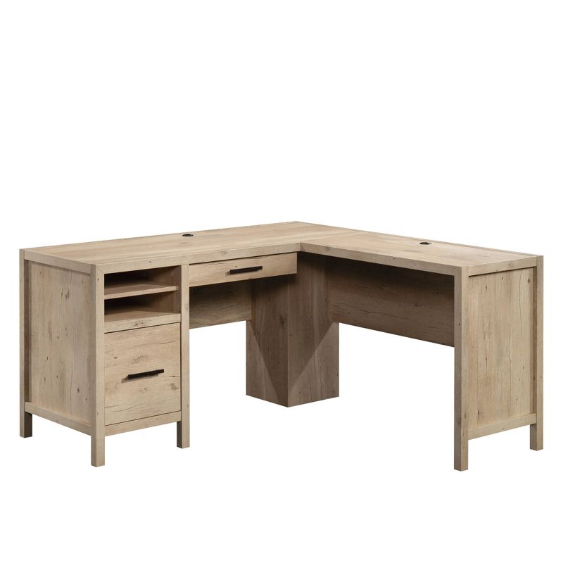 Pacific View 2 Drawer L Shaped Desk Prime Oak - Sauder: Office Workstation with File Cabinet & Open Storage, 1 of 4