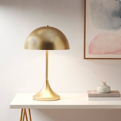 Gold Dome-Shaped 2-Light Iron Table Lamp with Switch Control