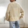 Coolmee Women's Crochet Cardigan Sweater Lightweight Cardigan Hollow Out Sweater Long Sleeve Button Down Knit Top - 3 of 4