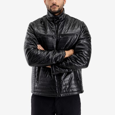 Мужские куртки X RAY Men's PU Quilted Jacket With Faux Shearling Lining in BLACK Size S — фото 6
