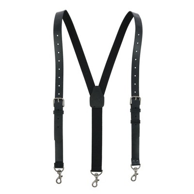 Ctm Men's Coated Leather Buckle Strap Suspenders With Metal Swivel Hook ...