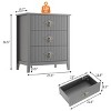 27.5" Fluted Dresser for Bedroom, 3-Drawer Wood Dresser Nightstand with Drawers, Storage Organizer Cabinet for Living Room, Hallway, Entryway - 3 of 4