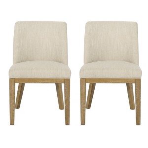 Christopher Knight Home Camas Contemporary Upholstered Wood Dining Chairs (Set of 2) - 1 of 4