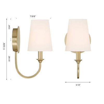 Payton Vibrant Gold Single Light Wall Sconce with White Silk Shade