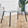 Gulches Modern Minimalist Rectangular Glass Dining Table 4 6 People Tempered Glass Top Black Metal Legs Writing Desk Kitchen Living Room - 3 of 4