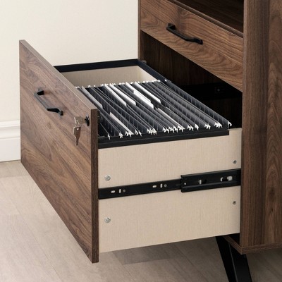 Natural Walnut 2-Drawer Lockable Lateral File Cabinet