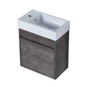 SEVOBAL Bathroom Storage Cabinets, 18 Inch Bathroom Vanity with White Resin Sink, Wall-Mounted Bathroom Sink Cabinet, Gray, 10.23"*18.11"*22.83" - 1 of 4
