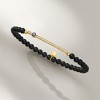 Ross-Simons 3.8-4.5mm Black Onyx Bead and .10 ct. t.w. CZ Evil Eye Stretch Bracelet in 18kt Gold Over Sterling Size - 3 of 4