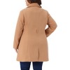 Women's Plus Size Lapel Long Sleeves Pockets Winter Casual Single Breasted Pea Coat with Belt - Agnes Orinda - 4 of 4