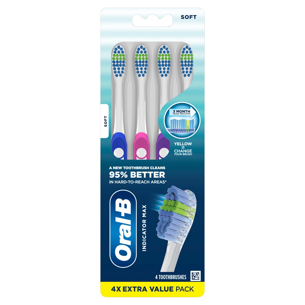Photos - Electric Toothbrush Oral-B Indicator Contour Clean Toothbrushes, Soft Bristles - 4ct 