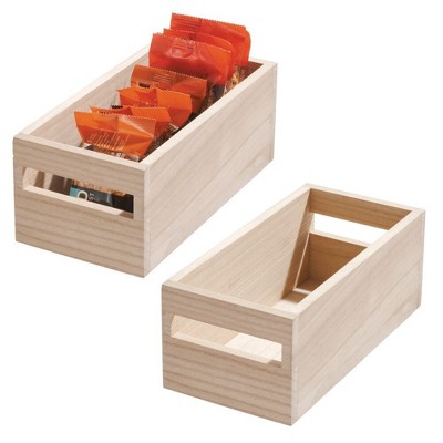 iDesign Paulownia Wood Pantry Bin with Handles - Set of 2 - Natural