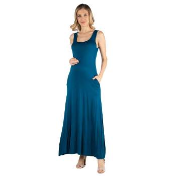 24seven Comfort Apparel Women's Plus Sleeveless Maxi Dress-royal-3x ...