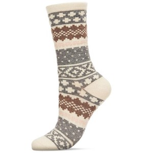 Memoi Women's Winter Fair Isle Cashmere Blend Crew Socks - 1 of 2