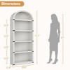 Bookcase with Doors Arched Bookshelf 71.65in Tall Bookcase Farmhouse Cabinet with Shelves Wooden Bookshelves - 2 of 4