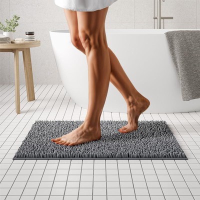 Mayshine Luxury Plush Shaggy Chenille Bathroom Mat, Non-Slip Bathmat, Super Absorbent Bathroom Rug