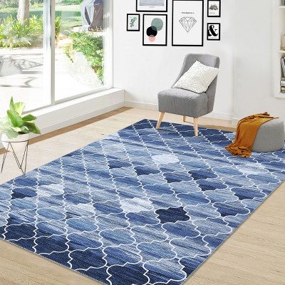 8x10 Living Room Rug Modern Geometric Print Area Rug Washable Rug Stain Resistant Indoor Carpet Non Slip Soft Area Rug Low Pile Area Rug For Bedroom