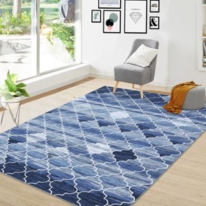 5x7 Living Room Rug Modern Geometric Print Area Rug Washable Rug Stain Resistant Indoor Carpet Non Slip Soft Carpet Low Pile Area Rug For Bedroom - 1 of 4