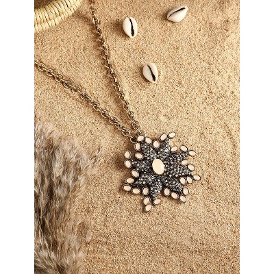 SOHI Women's Peach Orange Party Stone Pendant Necklace