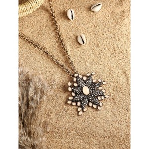 SOHI Women's Peach Orange Party Stone Pendant Necklace - 1 of 4