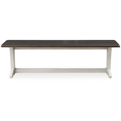 Darborn 62" Gray and Brown Two-Tone Farmhouse Dining Bench