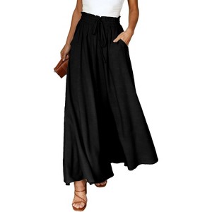Clearlove Women's Summer Trousers Lightweight Casual Palazzo Wide Leg Trousers Leisure Trousers Elegant Solid Colour Trousers Wide Leg - 1 of 4
