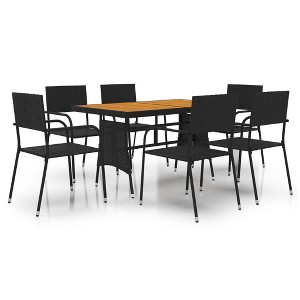 vidaXL Patio Furniture Set 9 Piece Table and Chair with Cushions Poly Rattan - 1 of 4