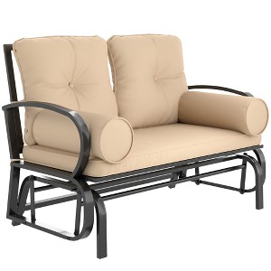 Swing Glider Rocking Chair, Double Patio Bench, 2 Person Loveseat with Steel Frame, Cushions, Pillow Armrests - 1 of 4