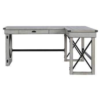 Hathaway L-Shaped Desk with Lift Top Rustic White - Room & Joy