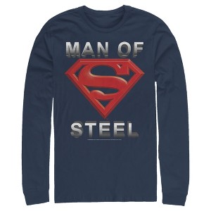 Men's Superman Man of Steel Beveled Logo Long Sleeve Shirt - 1 of 3