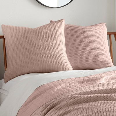 Blush Cotton Waffle Weave Euro Sham Set of 2