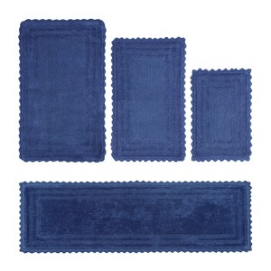 Lilly Crochet Collection 100% Cotton Tufted Reversible 4-Piece Bath Rug Set – Super Absorbent, Machine Washable Bathroom Mats with Crochet Pattern - 1 of 4