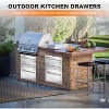 Stainless Steel Outdoor Kitchen Drawers, Flush Mount BBQ Access Drawers with Venting Panel & Handle, Weatherproof for BBQ Island, Patio Grill Station - 4 of 4
