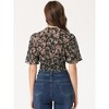 INSPIRE CHIC Women's Floral Flare Short Sleeve V Neck Summer Smocked Crop Tops - 4 of 4