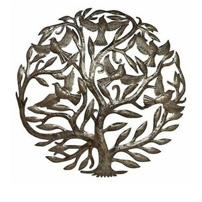 Global Crafts Tree Of Life And Birds In Flight Haitian Steel Drum ...