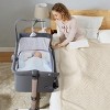 Safstar Baby Bedside Crib, Portable Foldable Bedside Bassinet w/Toy Arch, Music, Thick Mattress, Adjustable Height, Dark Gray - 2 of 4