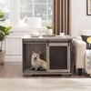 Gulches Farmhouse Dog Cage with Sliding Barn Door & Flip-Top, Wooden Kennel End Table for Small/Medium/Large Dogs -Gray - 4 of 4