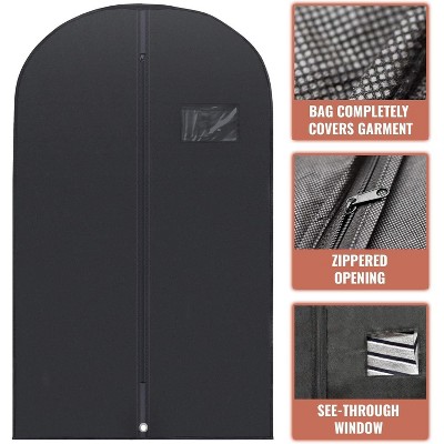 Set of 5 Black Non-Woven Zippered Garment Bags