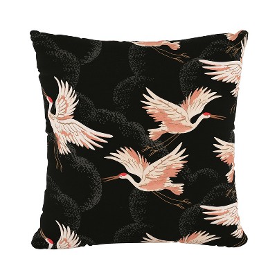 Crane Print Throw Pillow - Skyline Furniture: Modern Linen & Cotton, Indoor Novelty Decor, Zippered