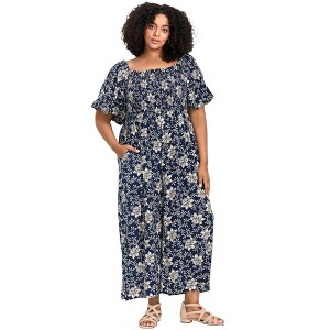 Avenue Women's Plus Size Annabelle Print Jumpsuit - 1 of 4