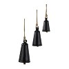 Set of 3 Metal 12.65" Bohemian Bell Black/Natural - Olivia & May: Indoor Hanging Decor, Jute Rope - 3 of 4