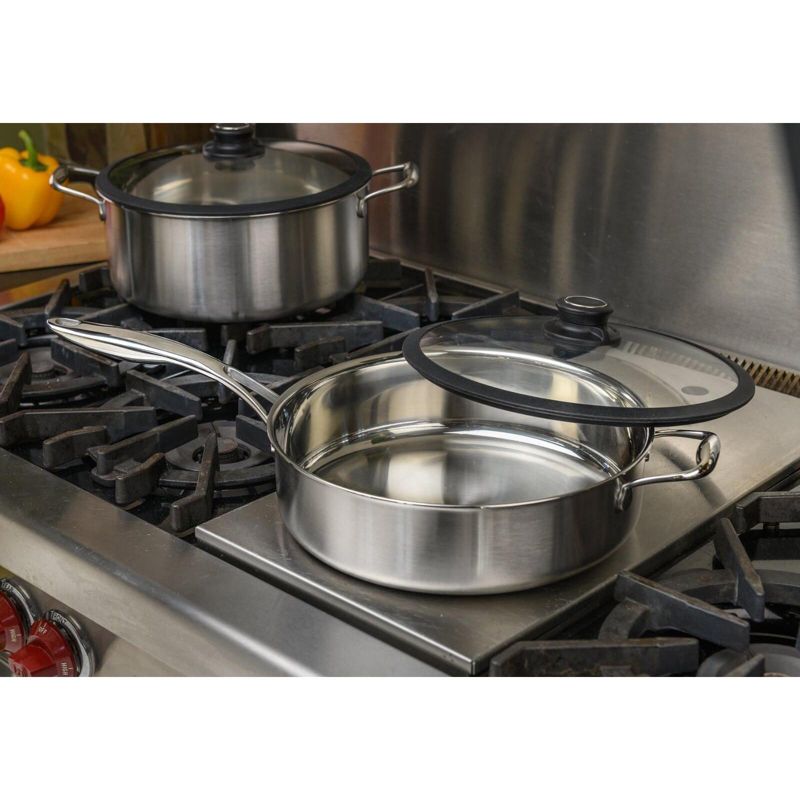 Frieling Black Cube Stainless, Saute Pan w/Lid and helper handle, 11" dia., 4.5 qt., Stainless steel, 3 of 6