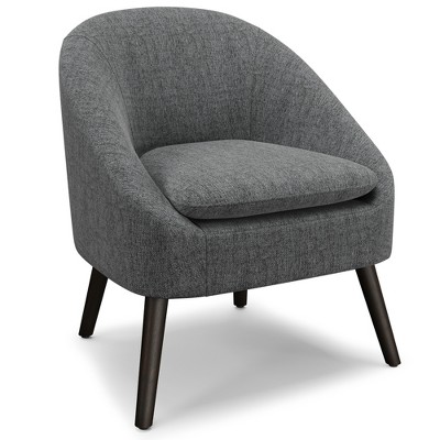 Storm Fabric Mid-Century Modern Accent Chair with Solid Rubberwood Frame, Removable Cushioned Seat and Angled Legs