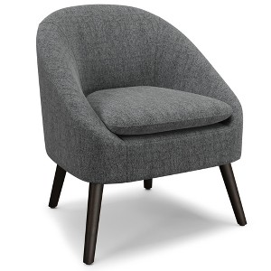 Storm Fabric Mid-Century Modern Accent Chair with Solid Rubberwood Frame, Removable Cushioned Seat and Angled Legs - 1 of 4